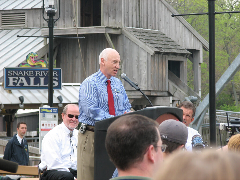 John Hildenbrandt speaking to the crowd