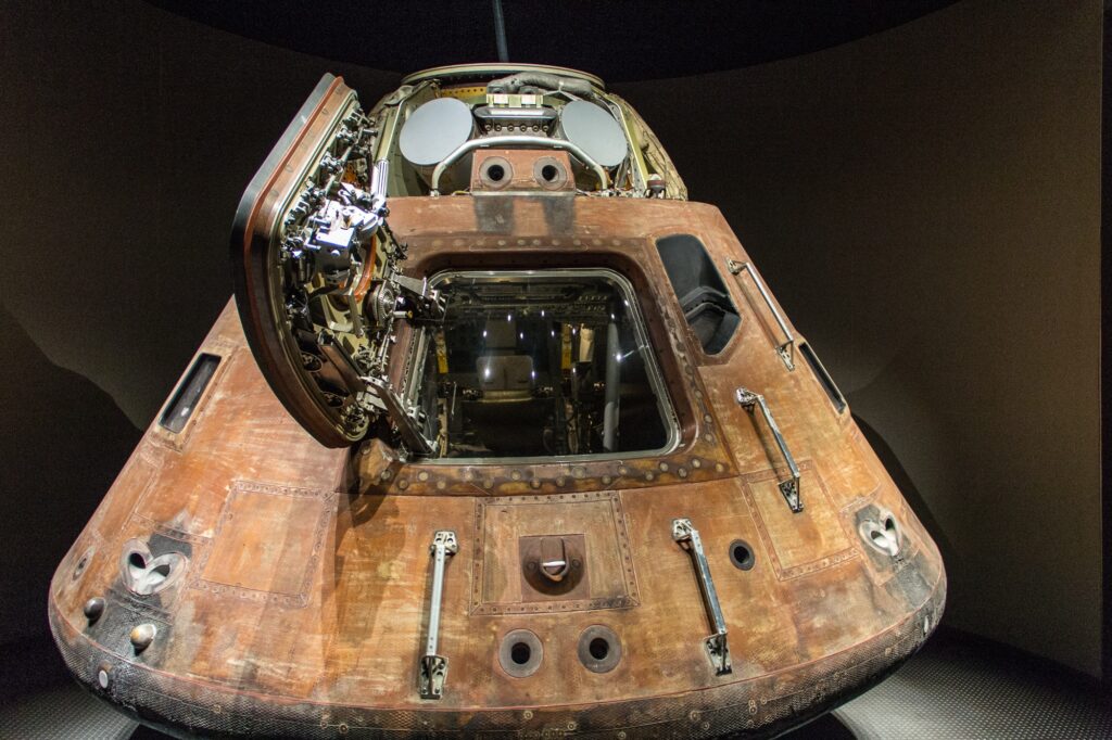 The Apollo 14 command module at the Saturn V center; Kennedy Space Center Florida