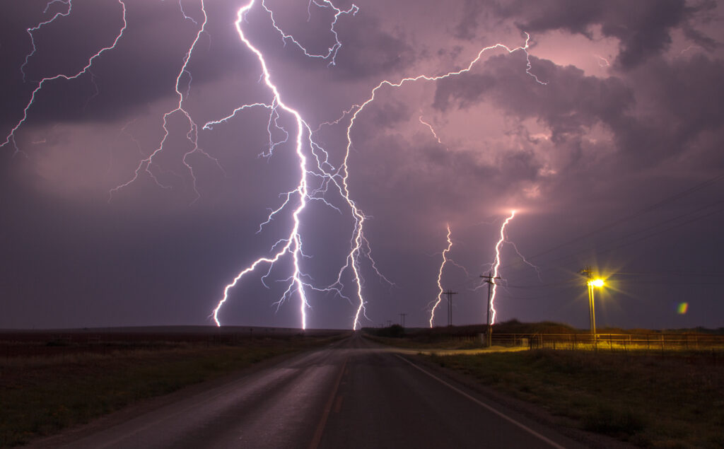 Highly electrical storm near Aspermont, TX on April 28, 2012