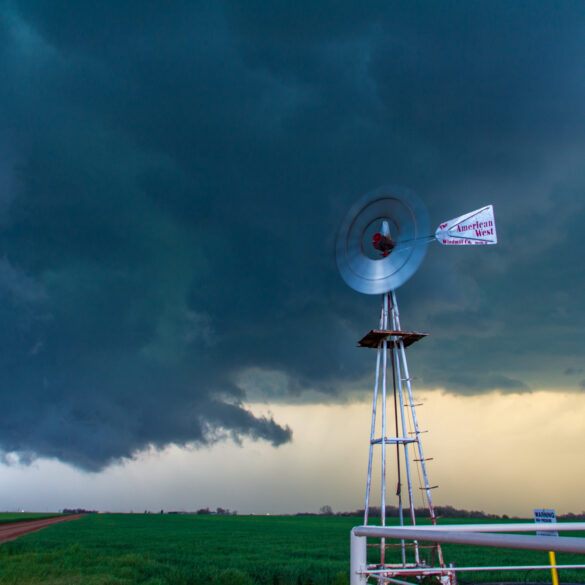 American West Windmill and a wall cloud in Northern Oklahoma