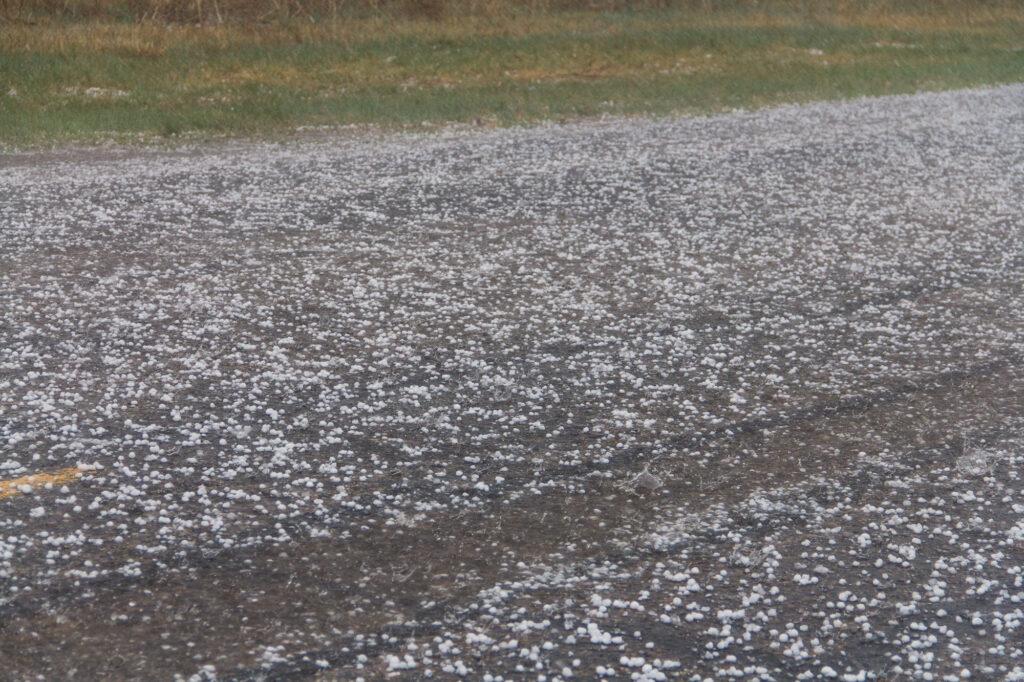 Hail on the road in Texas