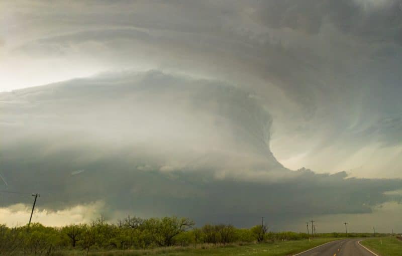 Sculpted supercell updraft near the town of Electra in Western North Texas