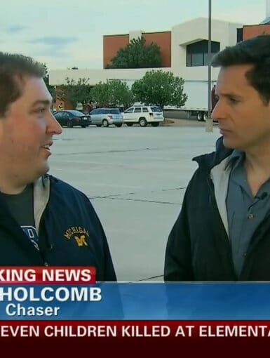 Storm Chaser Ben Holcomb being interviewed on CNN the day after the Moore, Oklahoma EF-5 Tornado May 21, 2013