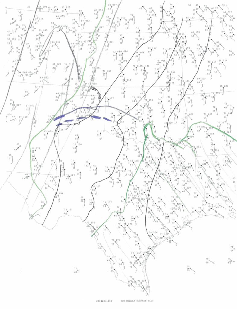 Surface Analysis map from April 22, 2022 at 14z