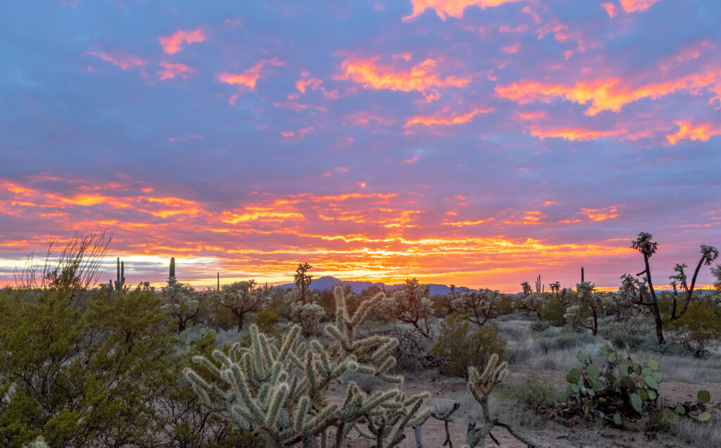 Sunset in Arizona during a cloudy day