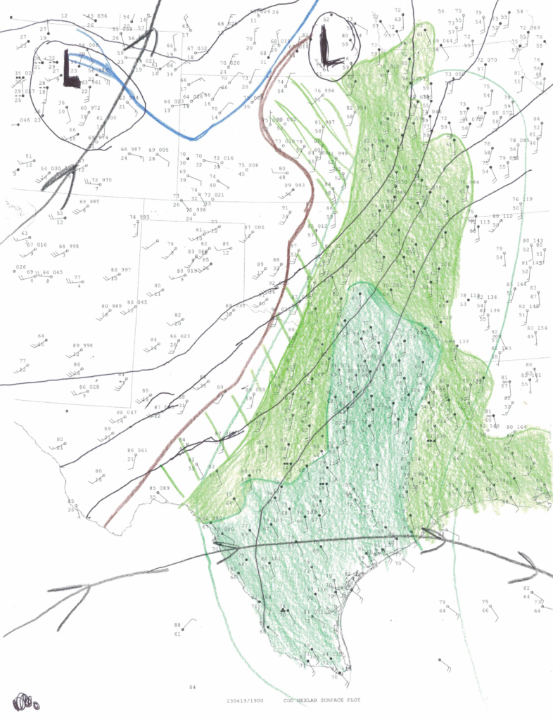 May 19, 2023 - 19Z/2 PM CDT Surface Analysis