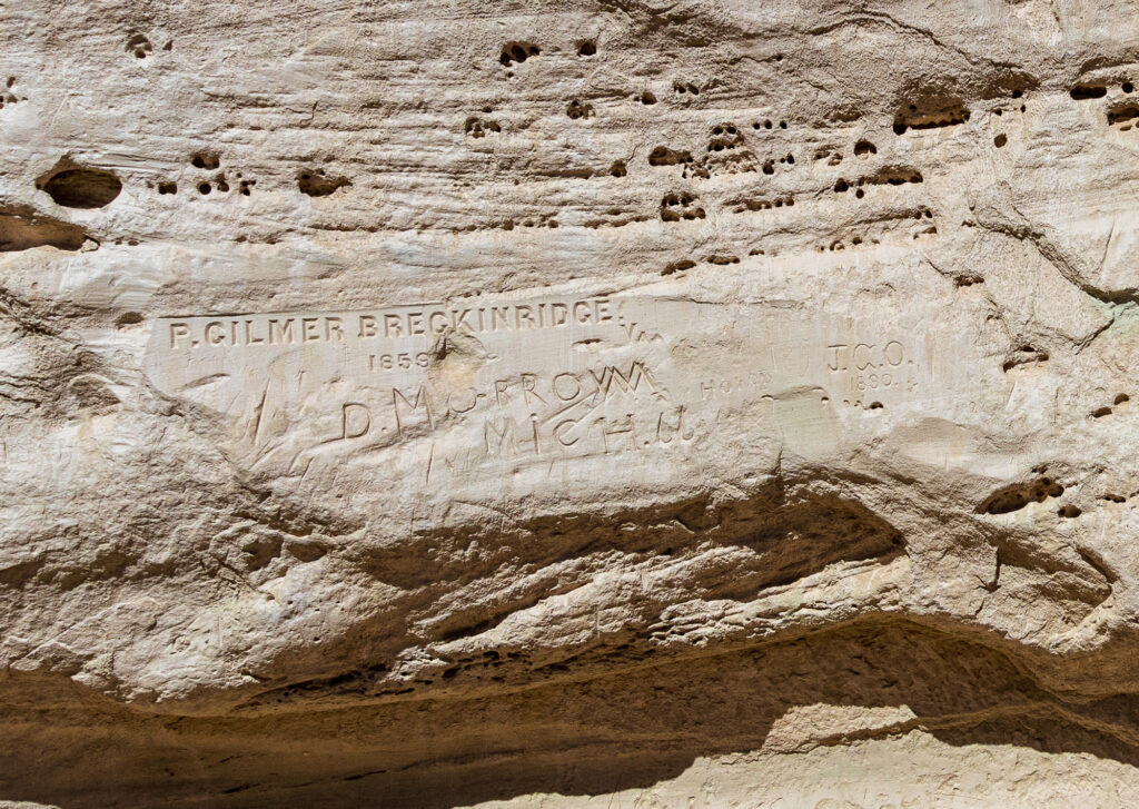 Signature carving on the wall for P Gilmer Breckinridge in 1859