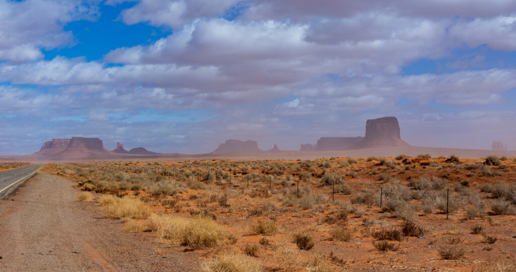 Winds were very strong, kicking up tons of dust in Monument Valley
